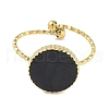 Ion Plating(IP) 304 Stainless Steel Enamel Flat Round Open Cuff Rings for Women RJEW-L107-042G-02-2