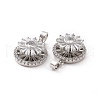 Brass Micro Pave Clear Cubic Zirconia Pendants KK-E068-VC301-3