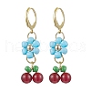 Natural Carnelian Beads & Glass Seed Dangle Hoop Earrings EJEW-MZ00309-01-2