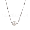 Mother's Day Jewellery Round Natural Cultured Freshwater Pearl Pendant Necklaces X-NJEW-JN04965-1