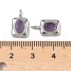 304 Stainless Steel Pave Natural Amethyst Rectangle with Oval Charms STAS-L022-516P-04-3