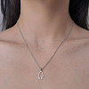 Non-Tarnish 201 Stainless Steel Hamsa Hand Pendant Necklace NJEW-OY001-39-2