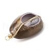 Natural Cowrie Shell Copper Wire Wrapped Pendants PALLOY-JF02451-02-3