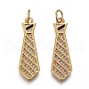 Brass Micro Pave Clear Cubic Zirconia Pendants KK-F821-31G-1