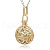 Golden Tone Brass Hollow Round Cage Pendants KK-J226-08G-2