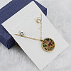 Mother's Day Flat Round with Flower & Word Mama Stainless Steel with Cubic Zirconia Pendant Necklaces & Stud Earring Sets WG8ED63-01-1