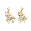 Brass Pave Cubic Zirconia Pendants KK-U009-02B-G-1