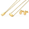 Rectangle 304 Stainless Steel Pendant Necklaces & Bracelets & Stud Earrings Sets for Women SJEW-C004-07G-2