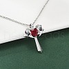 Brass Cubic Zirconia Wing Cross Pendant Necklaces for Women NJEW-C067-07P-01-2