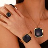 Square 304 Stainless Steel Resin Bangles & Rings & Earrings & Necklaces Sets for Women FS-WG63C6A-02-3