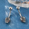 Snake Head 316 Surgical Stainless Steel Cubic Zirconia Belly Button Rings EJEW-G416-16AS-01-3