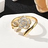 Flower Brass Micro Pave Cubic Zirconia Cuff Rings RJEW-A069-02B-01G-3