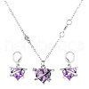 Heart Alloy with Glass Pendant Necklace & Hoop Earring FS-WG91246-01-5