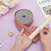 5 Yards Polyester Striped Jacquard Ribbon OCOR-WH0078-287B-3