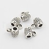 Tibetan Style Alloy Barrel Carved Flower Bail Beads TIBEB-O004-49-2