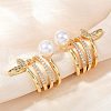 Fishtail Brass Micro Pave Clear Cubic Zirconia Cuff Earrings EJEW-Z111-04G-01-1