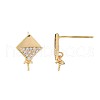 Brass Micro Pave Clear Cubic Zirconia Stud Earring Findings KK-S364-137-3