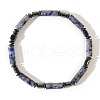 Natural Blue Spot Jasper Cylinder Beads Stretch  Bracelets for Men UU8549-5
