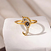 Brass Micro Pave Cubic Zirconia Cuff Rings for Women FS-WGE5B0B-01-1