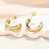 Brass Micro Pave Clear Cubic Zirconia Stud Earrings for Women EJEW-U056-05A-G-2