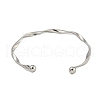 Non-Tarnish 304 Stainless Steel Twisted Open Cuff Bangles for Women BJEW-U003-01P-3