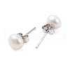 Mother's Day Jewellery Natural Pearl Round Bead Stud Earrings X-EJEW-E298-01C-01P-2