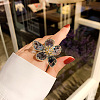 Alloy & Rhinestone/Synthetic Quartz Cuff Rings FS-WGD97BC-01-1