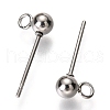 Original Color 304 Stainless Steel Ball Post Stud Earring Findings STAS-C018-23P-02-2