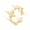 Flower Brass Cuff Rings for Women RJEW-B119-07G-4