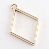 Rack Plating Alloy Rhombus Open Back Bezel Pendants PALLOY-S047-14E-FF-2