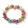 Beach Starfish Dyed Synthetic Turquoise Stretch Bracelets BJEW-JB10295-02-2