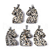 Carved Natural Dalmatian Jasper Pendants G-N0327-002D-1