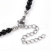 Natural Obsidian 4.5mm Round Beaded Flower Pendant Necklaces NJEW-T016-04B-6