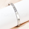 201 Stainless Steel with Rhinestone Bangles for Women BJEW-B138-04P-1