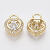 Brass Micro Pave Clear Cubic Zirconia Charms ZIRC-T011-14G-NF-2