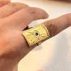 304 Stainless Steel Rhinestone Cuff Rings RJEW-S626-09G-1