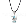 Angel Glass Sead Beaded Pendant Necklaces NJEW-MZ00094-04-2