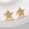 Brass Micro Pave Clear Cubic Zirconia Stud Earrings EJEW-D305-21G-01-1