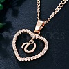 Heart Brass Micro Pave Clear Cubic Zirconia Pendant Necklaces WGA8162-02-1