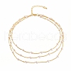Round Plastic Pearl Beaded Triple Layer Necklace NJEW-JN03833-1