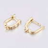 Brass Micro Pave Cubic Zirconia Hoop Earring Findings with Latch Back Closure ZIRC-K075-26G-3