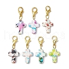 Synthetic Turquoise Cross Pendant Decorations HJEW-JM02570-2