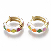 Brass Huggie Hoop Earrings EJEW-S209-05F-3