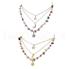 2Pcs 2 Colors Mixed Gemstone Chip & Electroplate Glass 3 Layered Necklaces NJEW-JN05226-2