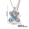 Brass Pave Colorful Cubic Zirconia Letter Pendant Box Chain Necklaces NU0575-45-1