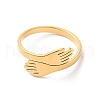 Ion Plating(IP) 304 Stainless Steel Hand Hug Cuff Ring for Women RJEW-K245-34G-1