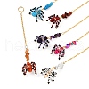 Halloween Theme Spider & Skull Dyed Synthetic Turquoise & Glass Seed Beads Pendant Decorations HJEW-MZ00282-2