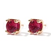 Square Brass Micro Pave Cubic Zirconin Stud Earrings EJEW-D318-03KCG-A-5