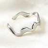 Non-Tarnish 304 Stainless Steel Wave Open Cuff Ring for Women RJEW-C040-02P-3