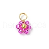 8Pcs 8 Color Flower Glass Seed Beaded Charms PALLOY-JF02004-01-2
